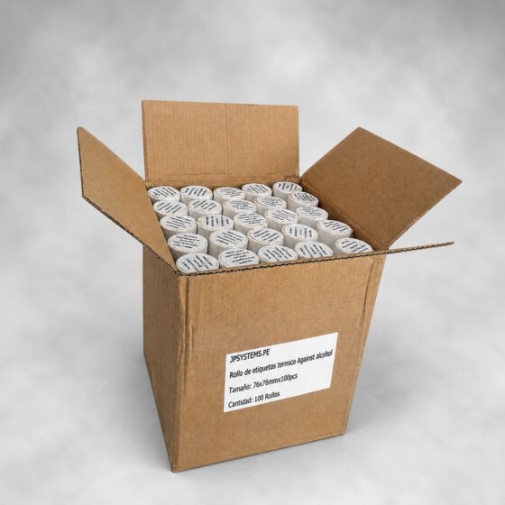 100 ROLLOS DE 100 ETIQUETAS ADHESIVAS MATERIAL TÉRMICO DIRECTO BLANCO 76X76MM TD - 1