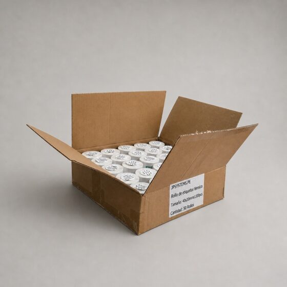 CAJA DE 50 ROLLOS DE1300 ETIQUETAS ADHESIVA TÉRMICO TD 40X20MM TUCO 1 PULGADA - 1