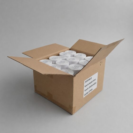 CAJA DE 20 ROLLOS DE 800 ETIQUETAS ADHESIVAS TÉRMICO 100X50MM TD BLANCO TUCO DE 1 PULGADA - 1