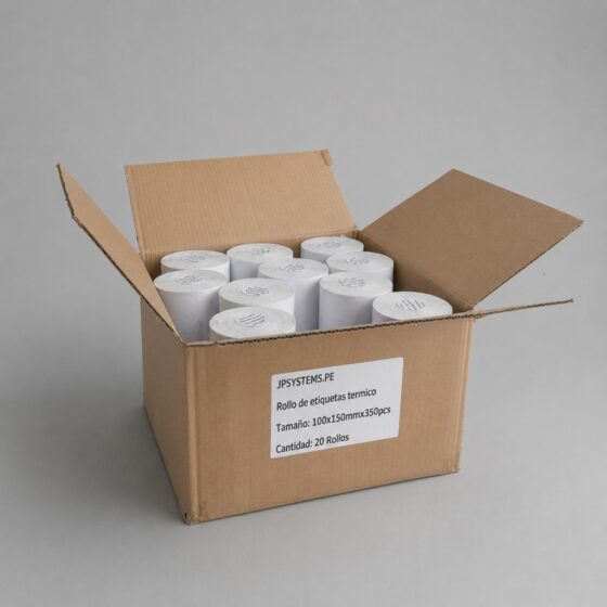 CAJA DE 20 ROLLOS DE 350 STICKERS ETIQUETAS ADHESIVAS TÉRMICO DIRECTO 100X150MM TD CON PRECORTE. - 1