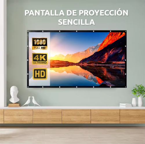 ECRAN PANTALLA PARA PROYECCIÓN TELA 84 PULGADAS BLANCO + FIJADORES - 4