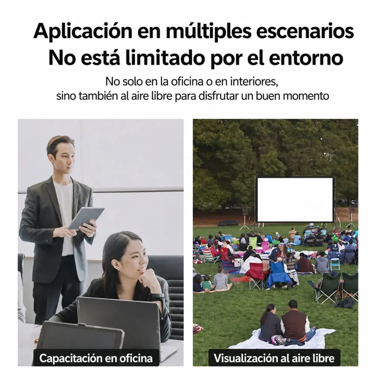 ECRAN PANTALLA PROYECCIÓN DE TELA POLIÉSTER 120 PULGADAS SOPORTE DESMONTABLE TRIPODE + MALETA - 2