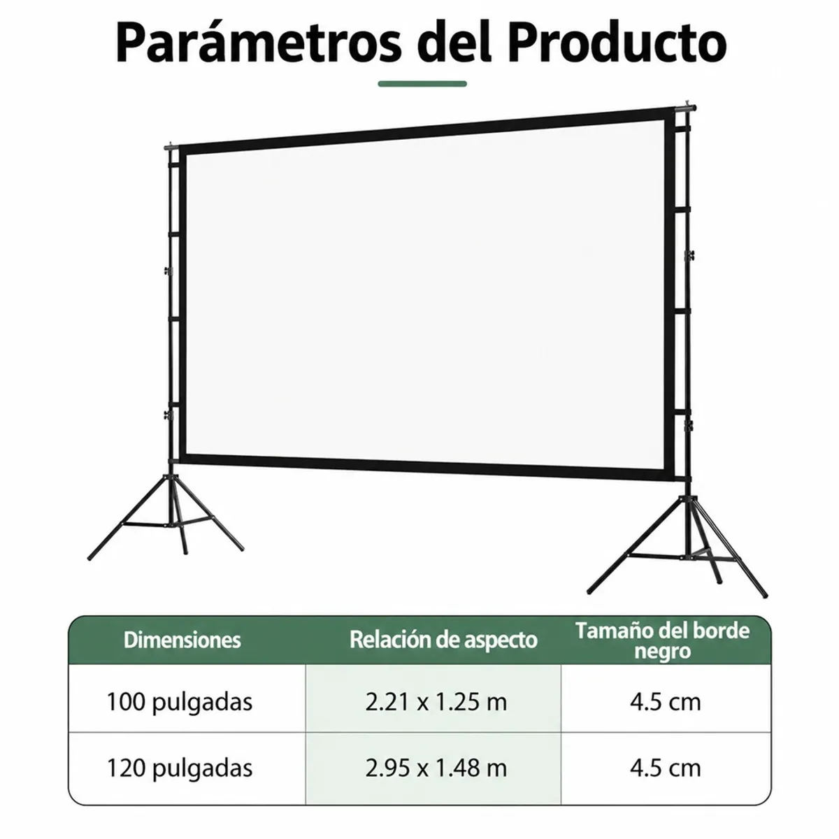 ECRAN PANTALLA PROYECCIÓN DE TELA POLIÉSTER 120 PULGADAS SOPORTE DESMONTABLE TRIPODE + MALETA - 4