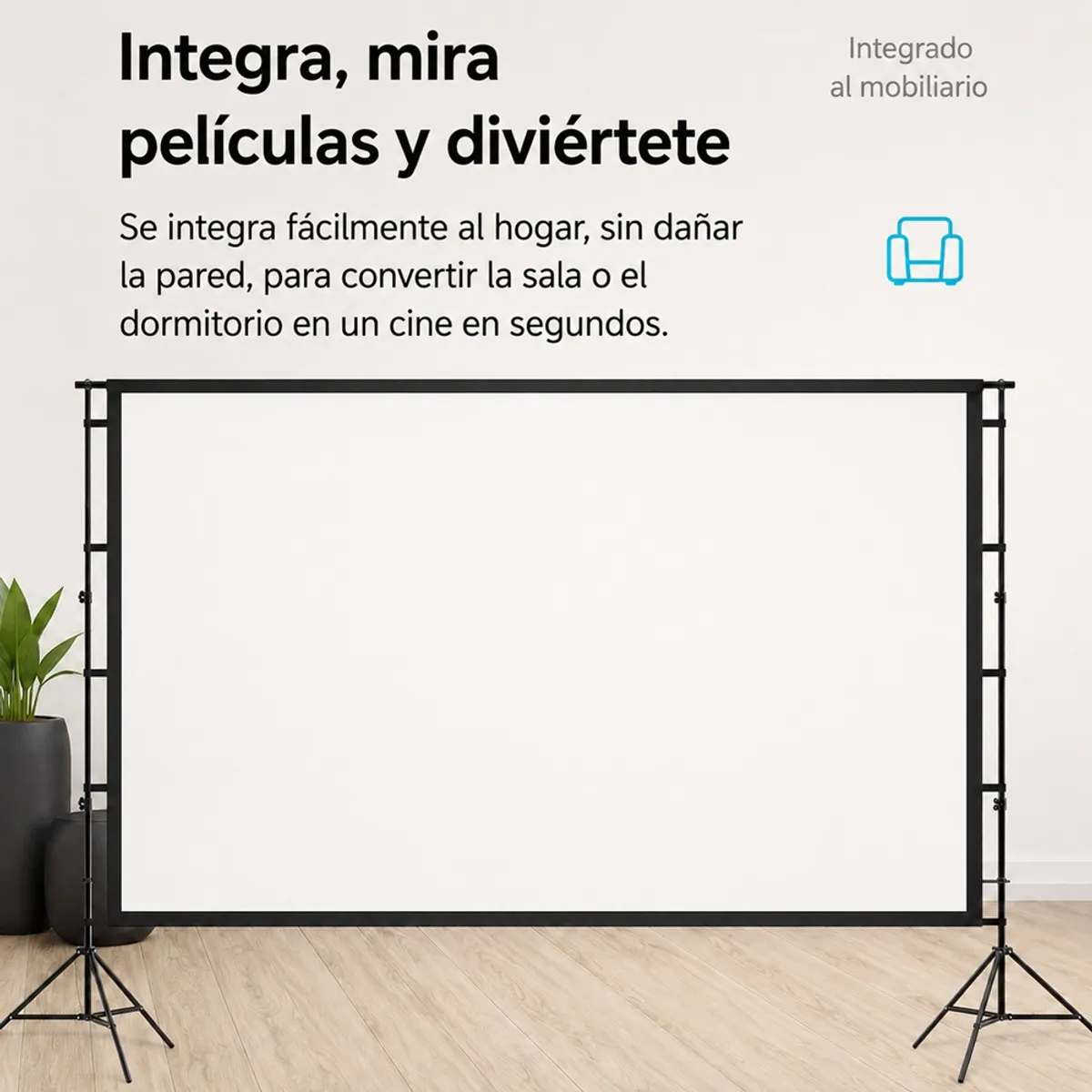 ECRAN PANTALLA PROYECCIÓN DE TELA POLIÉSTER 120 PULGADAS SOPORTE DESMONTABLE TRIPODE + MALETA - 5
