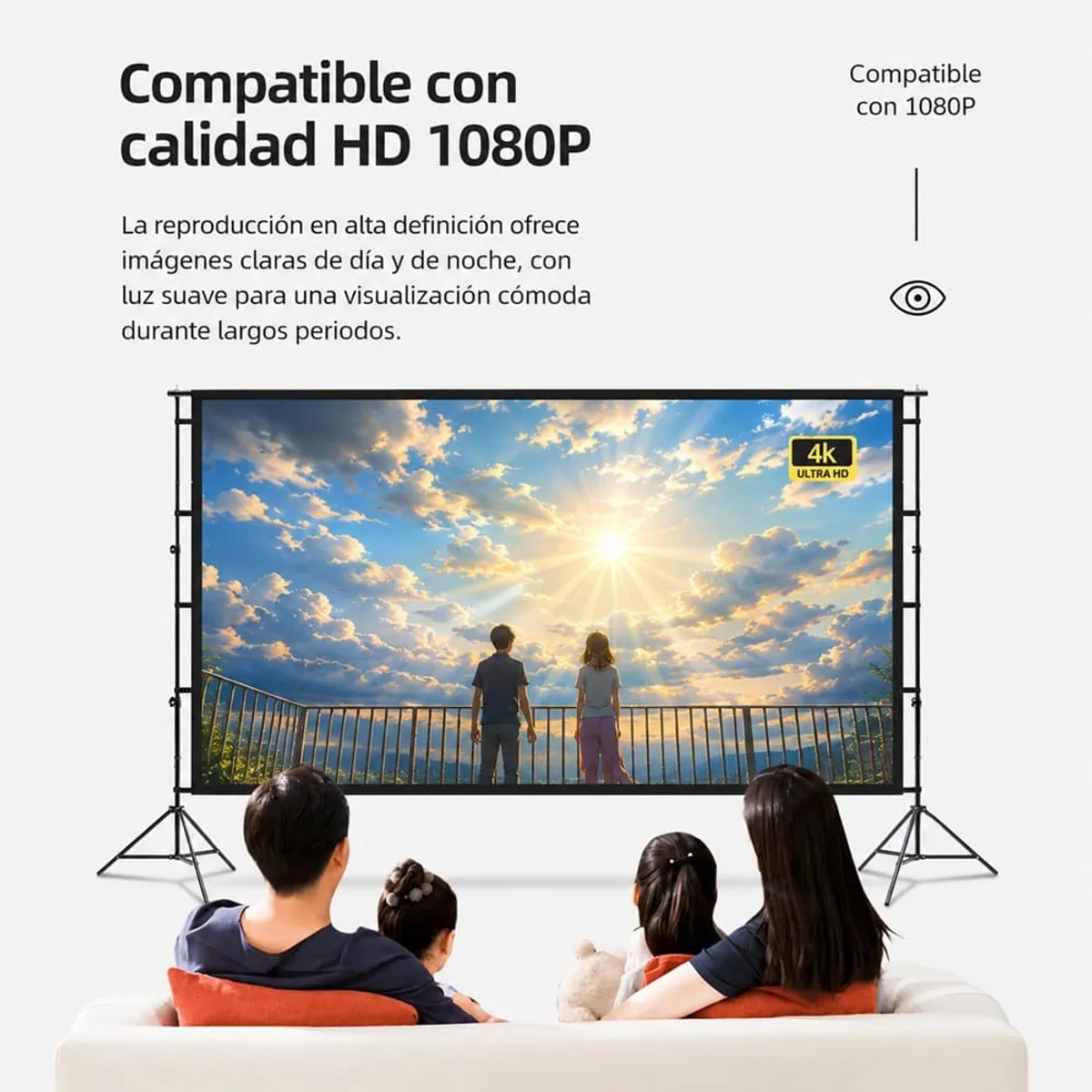 ECRAN PANTALLA PROYECCIÓN DE TELA POLIÉSTER 120 PULGADAS SOPORTE DESMONTABLE TRIPODE + MALETA - 6