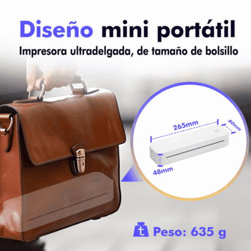 IMPRESORA PORTÁTIL TÉRMICA A4 USB BLUETOOTH D80 CON 1 ROLLO IMPRIME GUIAS ELECTRONICAS 304DPI - 8