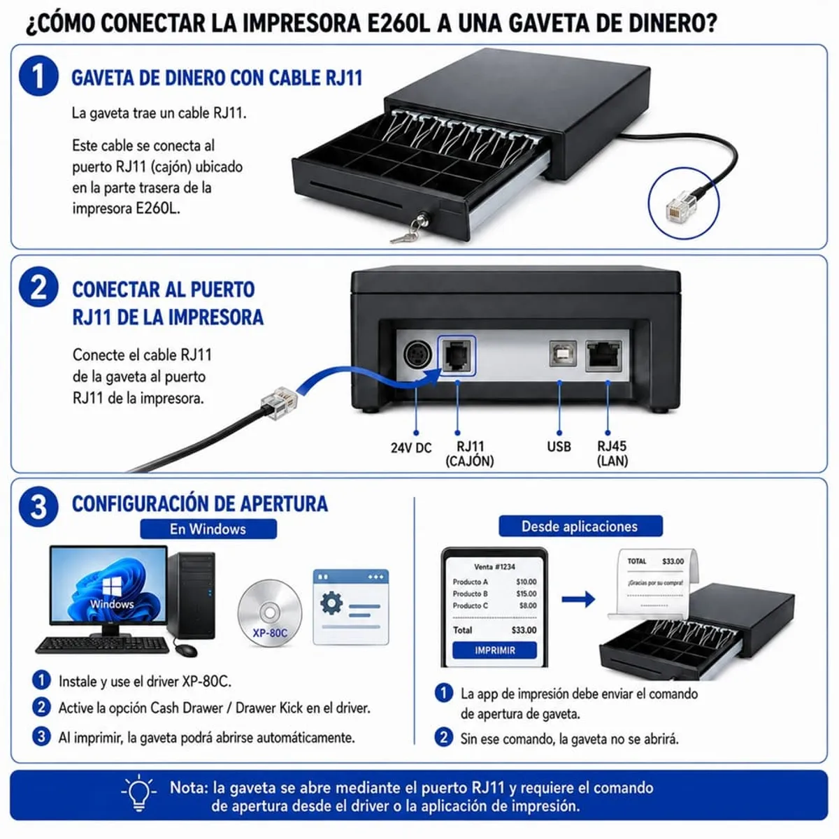 IMPRESORA TICKETERA TÉRMICA DE ESCRITORIO USB LAN BLUETOOTH E260L, TICKETS ANCHO 80MM, XPRINTER. - 5