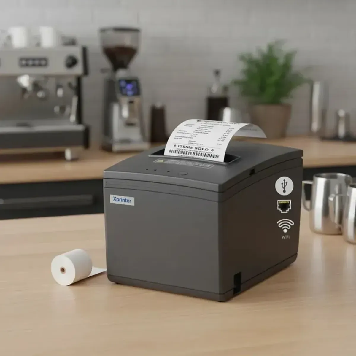 IMPRESORA TICKETERA TÉRMICA DE ESCRITORIO USB LAN WIFI E260L XPRINTER, TICKETS DE 80MM ANCHO RJ11 - 5