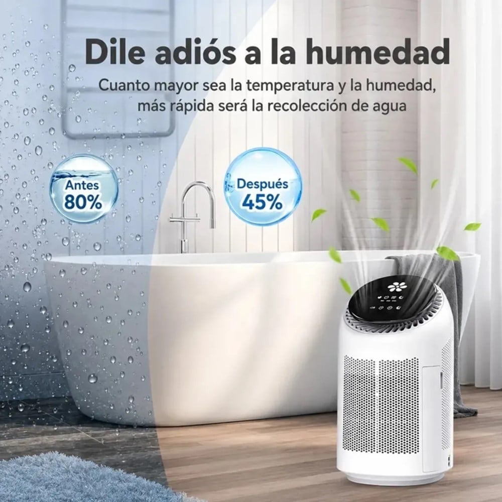 PURIFICADOR DE AIRE CON DESHUMEDECEDOR CUBRE 20 M², TANQUE 700ML TEMPORIZADOR, MODO SLEEP, BOTÓN TÁCTIL. - 7