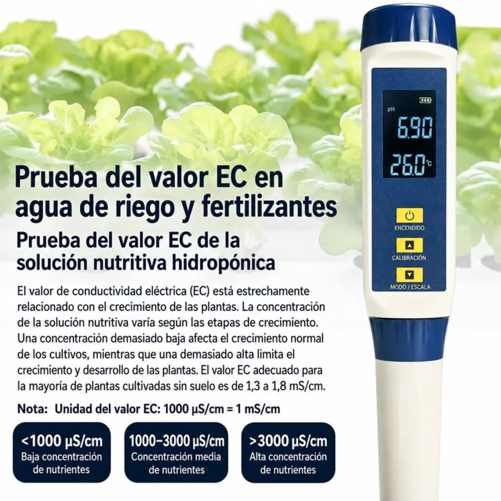 MEDIDOR DE CALIDAD DE AGUA 5 EN 1: PH, EC, TDS, SALINIDAD, TEMPERATURA LY701 - 4