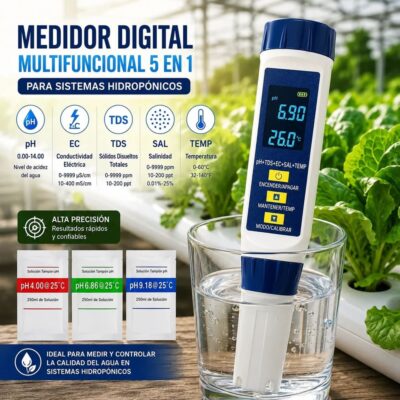 MEDIDOR DE CALIDAD DE AGUA 5 EN 1: PH, EC, TDS, SALINIDAD, TEMPERATURA LY701 - 6