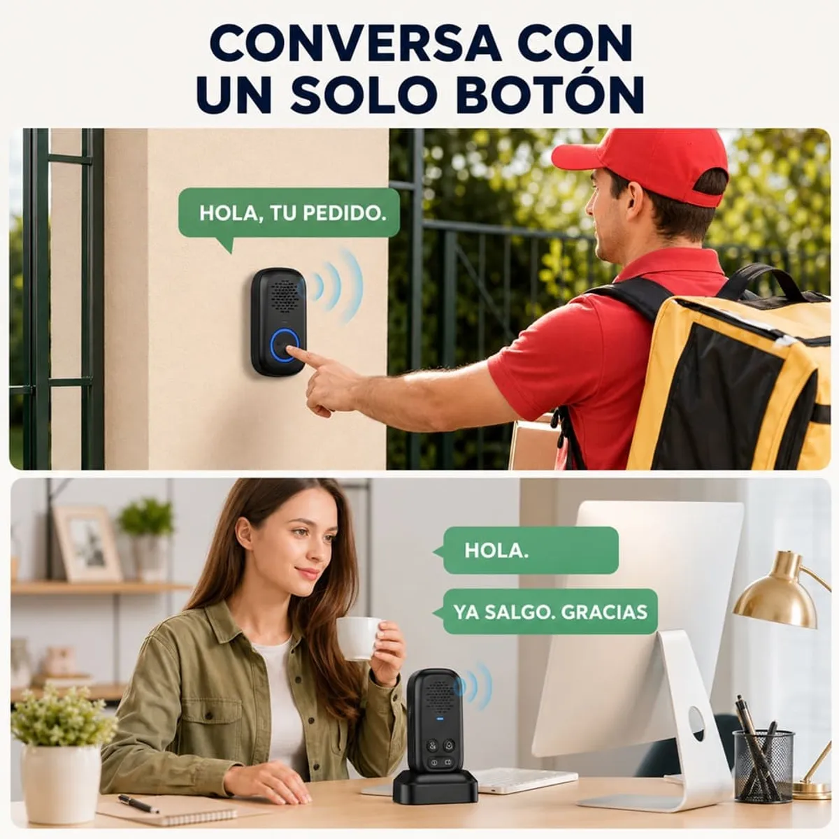 TIMBRE INALÁMBRICO AUDIO BIDIRECCIONAL CON BATERIA IP44 HASTA 50 METROS AIRE LIBRE HORIZONTAL - 4