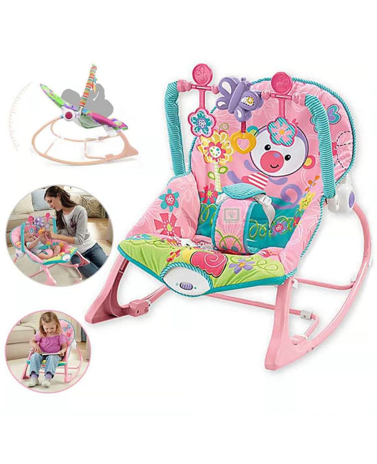 SILLA MECEDORA PARA BEBE EN ROSADO SAFARI - 1