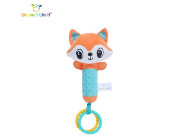 SONAJERO MORDEDOR DE PELUCHE ZORRO SENSORIAL PARA BEBÉ - 1