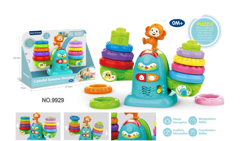 BALANCÍN APILADOR MUSICAL INTERACTIVO CON AROS PARA BEBÉ - KIDS MELODY - 1