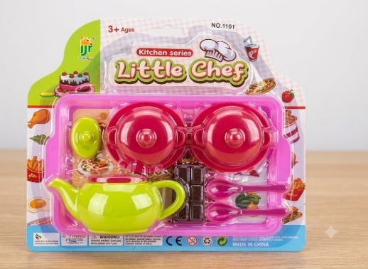 JUEGO DE COCINA Y TÉ DE JUGUETE 'LITTLE CHEF'. SET DE BLÍSTER CON TETERA Y ACCESORIOS - 1