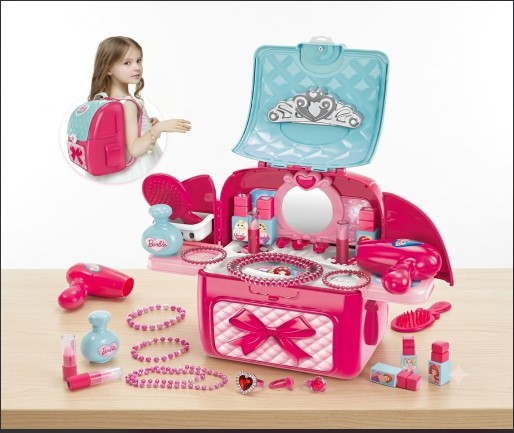 SET DE TOCADOR DE JUGUETE 2-EN-1 Y MOCHILA CON ESPEJO Y ACCESORIOS - 1