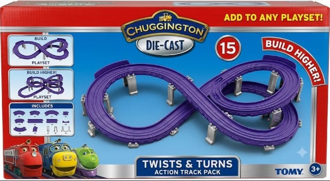 CHUGGINGTON DIE-CAST: PAQUETE DE EXPANSIÓN DE PISTAS DE ACCIÓN DE CURVAS Y GIROS (15 PIEZAS) - 1