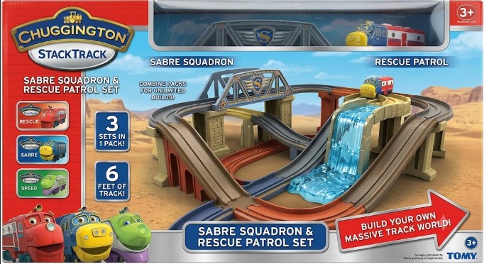 SET DE PISTAS CHUGGINGTON STACKTRACK: ESCUADRÓN SABRE Y PATRULLA DE RESCATE (SABRE SQUADRON Y RESCUE PATROL) - 3 EN 1 - 1