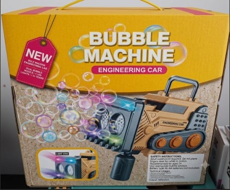 MÁQUINA DE BURBUJAS AUTOMÁTICA 'ENGINEERING CAR' CON LUCES LED - VEHÍCULO DE CONSTRUCCIÓN PORTÁTIL - 1