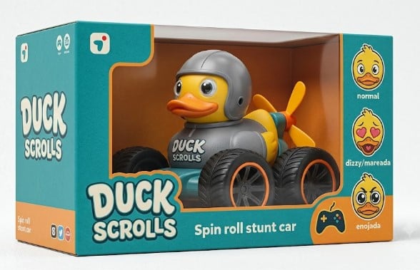 CARRO ACROBÁTICO A CONTROL REMOTO 'DUCK STUNT CAR' - VEHÍCULO GIRATORIO 360° CON LLANTAS TODOTERRENO - 1