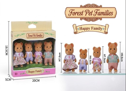 SET FAMILIA DE OSITOS DE TERCIOPELO 'FOREST PET FAMILIES: HAPPY FAMILY' - FIGURAS COLECCIONABLES (4 PIEZAS) - 1