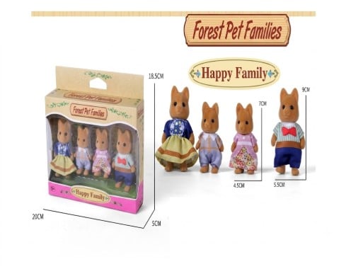 SET FAMILIA DE ZORRITOS DE TERCIOPELO 'FOREST PET FAMILIES: HAPPY FAMILY' - FIGURAS COLECCIONABLES (4 PIEZAS) - 1