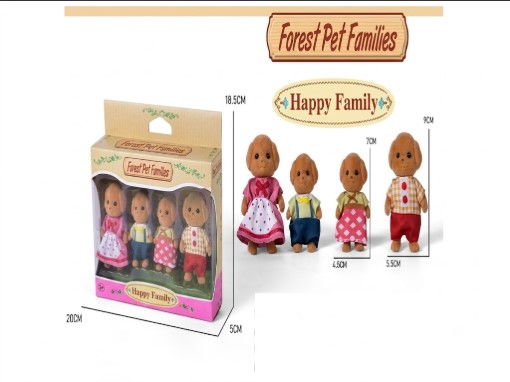 SET FAMILIA DE PERRITOS DE TERCIOPELO 'FOREST PET FAMILIES: HAPPY FAMILY' - FIGURAS COLECCIONABLES (4 PIEZAS) - 1