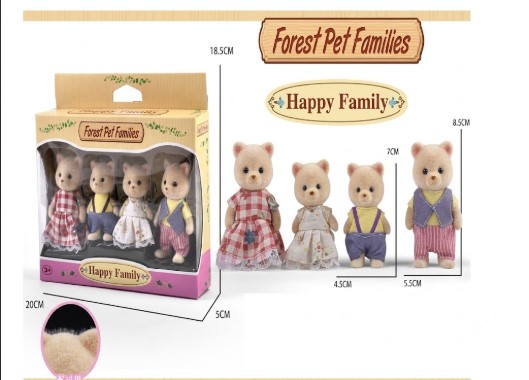 SET FAMILIA DE OSITOS DE TERCIOPELO 'FOREST PET FAMILIES: HAPPY FAMILY' - FIGURAS COLECCIONABLES (4 PIEZAS) - 1