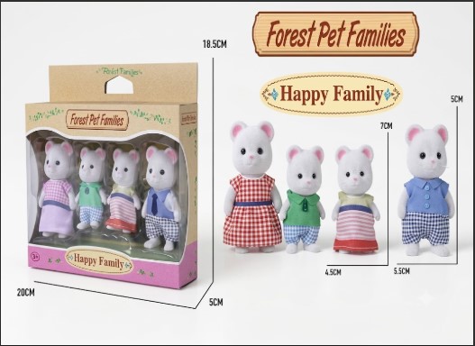 SET FAMILIA DE OSITOS DE TERCIOPELO 'FOREST PET FAMILIES: HAPPY FAMILY' - FIGURAS COLECCIONABLES (4 PIEZAS) - 1