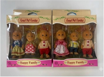 SET FAMILIA DE CONEJITOS CLÁSICOS DE TERCIOPELO 'FOREST PET FAMILIES: HAPPY FAMILY' - FIGURAS COLECCIONABLES (4 PIEZAS) - 1