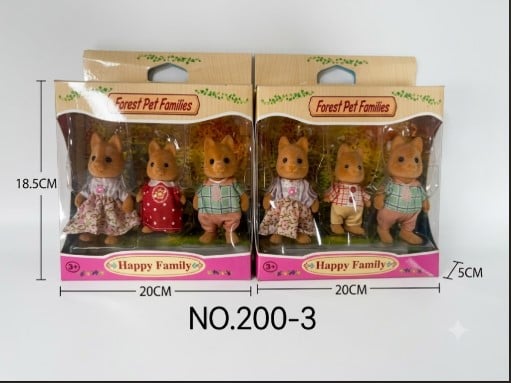SET FAMILIA DE ZORRITOS DE TERCIOPELO 'FOREST PET FAMILIES: HAPPY FAMILY' - FIGURAS COLECCIONABLES (3 PIEZAS) - 1