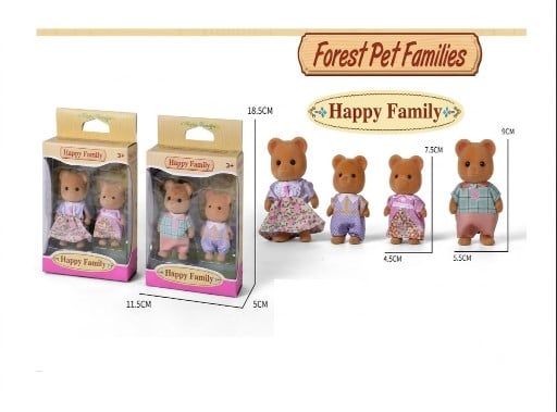 SET FAMILIA DE OSITOS DE TERCIOPELO 'FOREST PET FAMILIES: HAPPY FAMILY' - FIGURAS COLECCIONABLES (FORMATO CAJAS DÚO) - 1