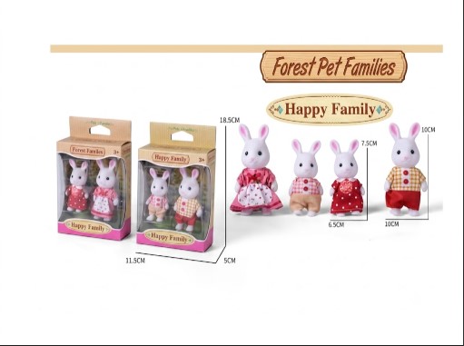 SET FAMILIA DE CONEJITOS BLANCOS DE TERCIOPELO 'FOREST PET FAMILIES: HAPPY FAMILY' - FIGURAS COLECCIONABLES (FORMATO CAJAS DÚO) - 1