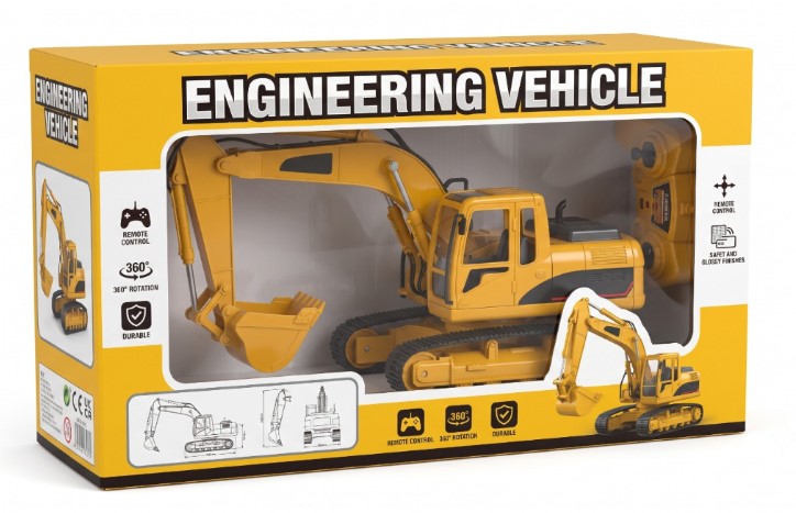 VEHÍCULO DE CONSTRUCCIÓN A CONTROL REMOTO - EXCAVADORA DE JUGUETE CON LUCES Y SONIDOS - 1