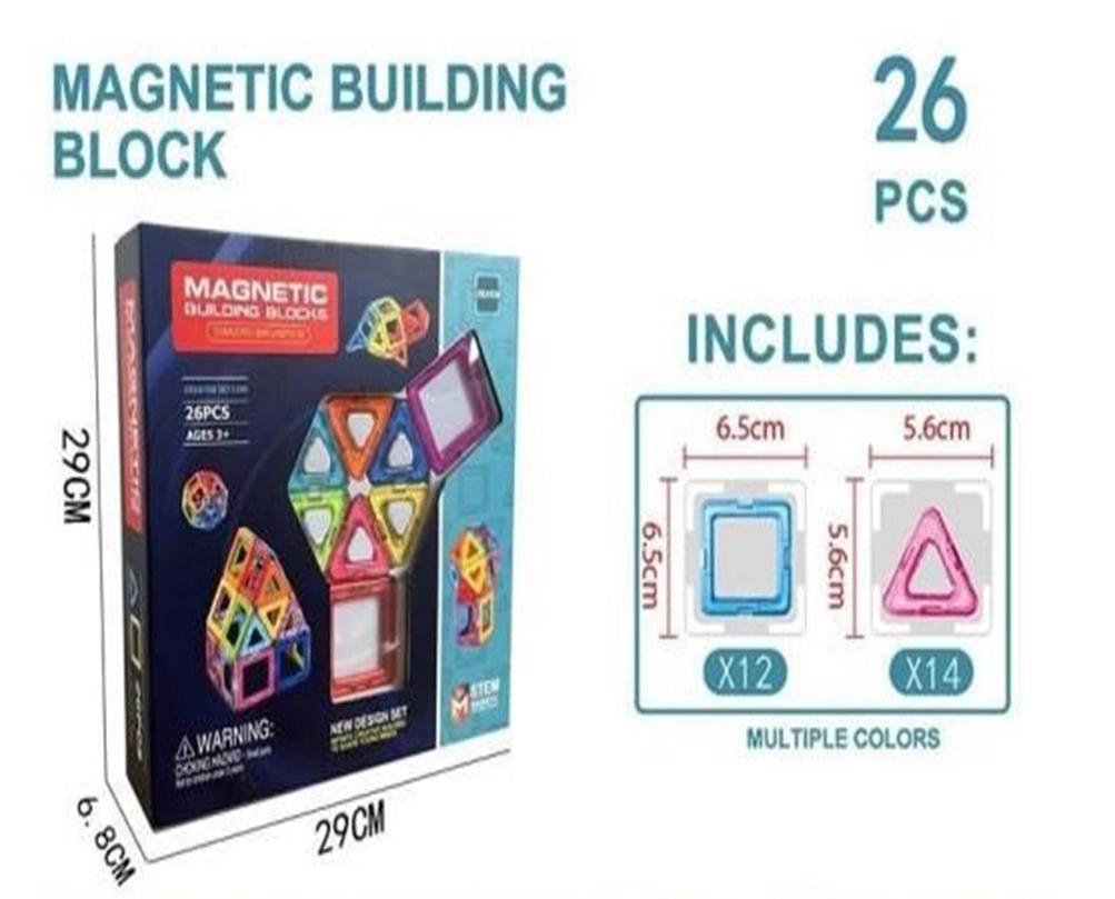 SET DE BLOQUES MAGNÉTICOS DE CONSTRUCCIÓN 26 PIEZAS JUGUETE EDUCATIVO STEM - 1