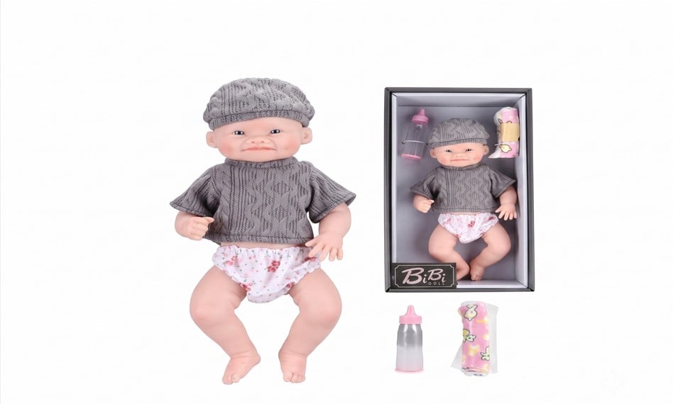 MUÑECO BEBÉ REALISTA CON TRAJE DE PUNTO Y ACCESORIOS - SET DE REGALO 'BIBI' - 1