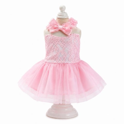 VESTIDO ROSA DE FIESTA CON ENCAJE PARA MUÑECAS - 1