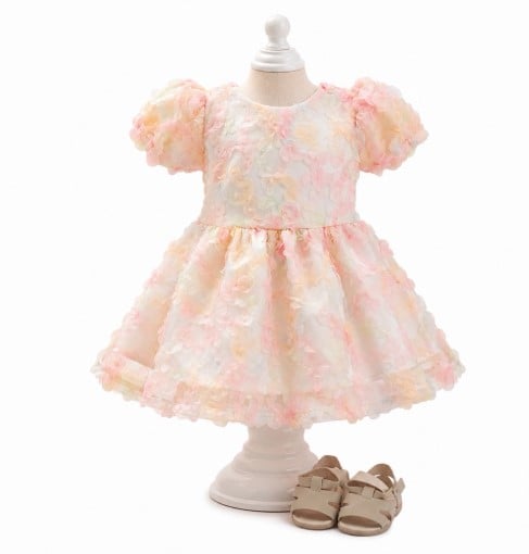 VESTIDO ROSA DE FIESTA CON ENCAJE PARA MUÑECAS - 1