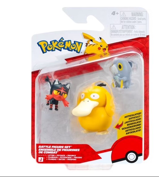 SET DE FIGURAS POKÉMON PSYDUCK, LITTEN Y FRIGIBAX BATTLE FIGURE SET – PACK COLECCIONABLE 3-PACK - 1