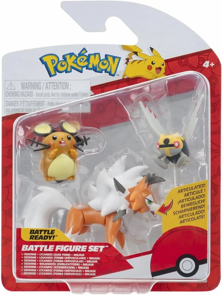 SET DE FIGURAS POKÉMON DEDENNE, LYCANROC (FORMA CREPUSCULAR) Y NINJASK BATTLE FIGURE SET – PACK COLECCIONABLE 3-PACK | - 1