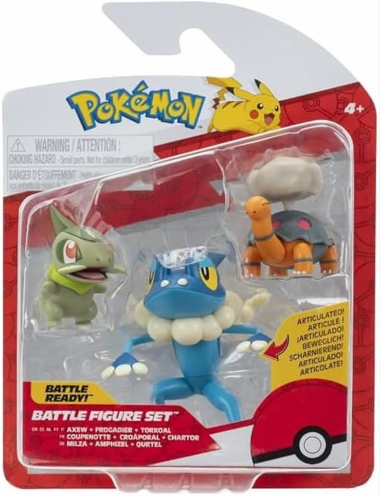SET DE FIGURAS POKÉMON AXEW, FROGADIER Y TORKOAL BATTLE FIGURE SET – PACK COLECCIONABLE 3-PACK - 1