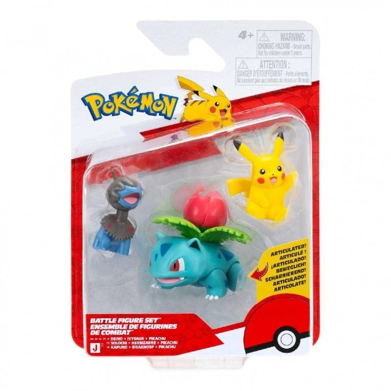 SET DE FIGURAS POKÉMON DEINO, IVYSAUR Y PIKACHU BATTLE FIGURE SET – PACK COLECCIONABLE 3-PACK - 1