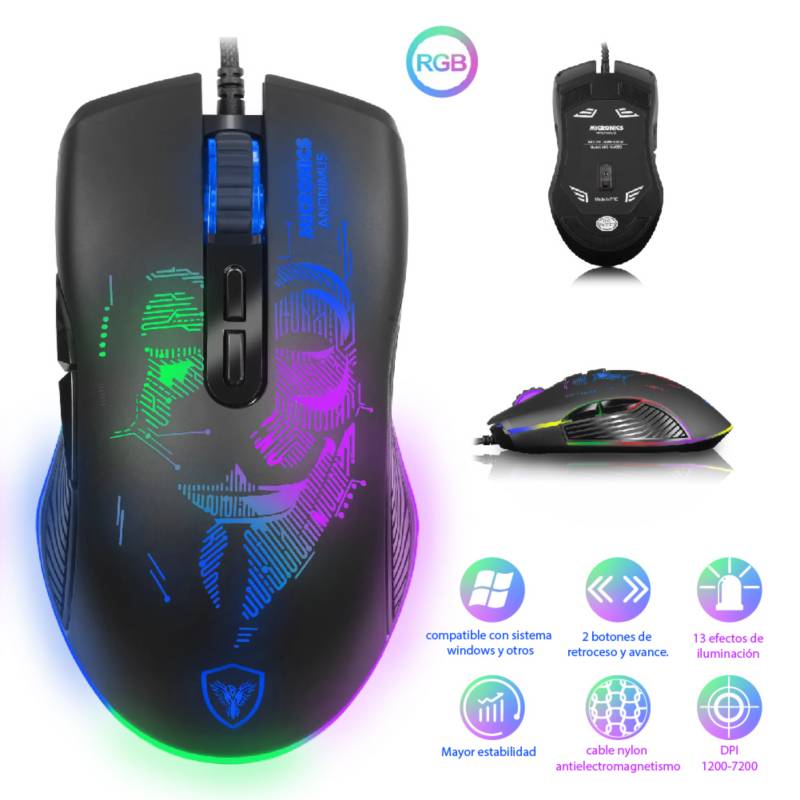 MOUSE GAMER ANONIMUS MIC GM859 NEGRO - 2