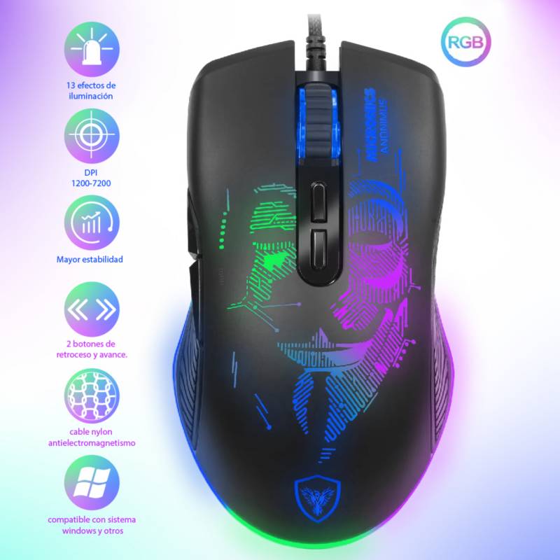 MOUSE GAMER ANONIMUS MIC GM859 NEGRO - 3