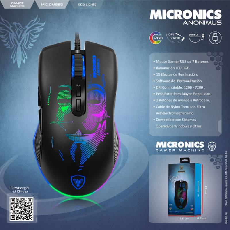 MOUSE GAMER ANONIMUS MIC GM859 NEGRO - 4