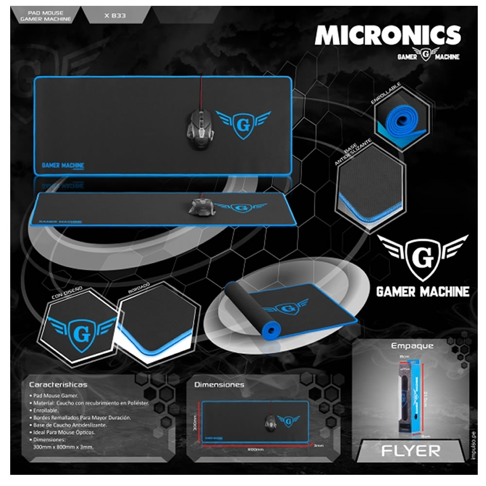 PAD MOUSE MACHINE X833 NEGRO - 5
