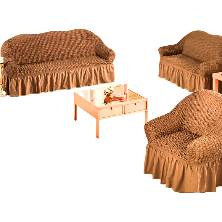 FUNDA SALA FABULOSA MUEBLE 3 2 1 SPANDEX BURBUJA ENTERO CAMEL - 1