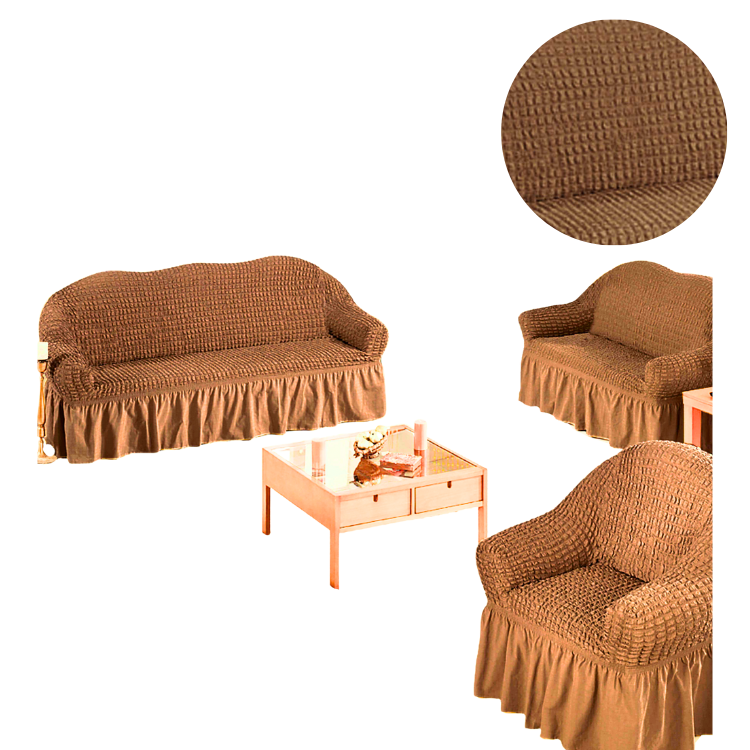 FUNDA SALA FABULOSA MUEBLE 3 2 1 SPANDEX BURBUJA ENTERO CAMEL - 2