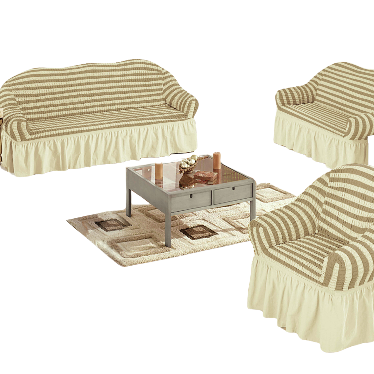 FUNDA SALA FABULOSA MUEBLE 3 2 1 SPANDEX BURBUJA BICOLOR BEIGE - 1